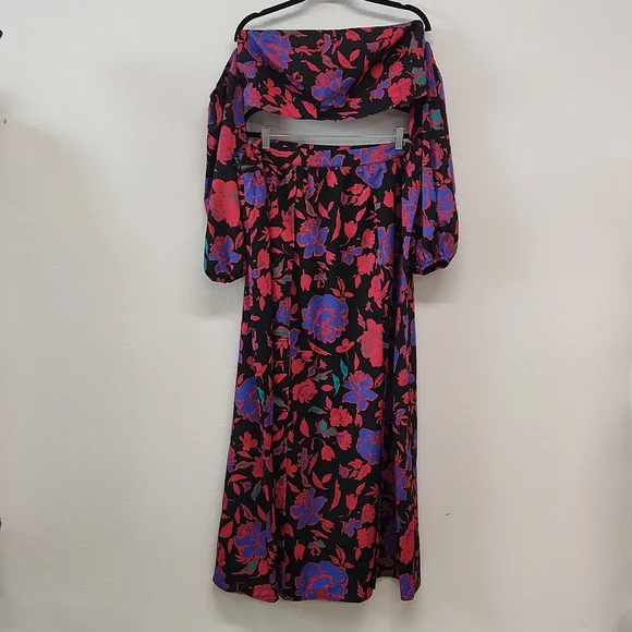 SHEIN SXY Plus Floral Off The Shoulder Top & Split Thigh Skirt Set 1X - Picture 1 of 7